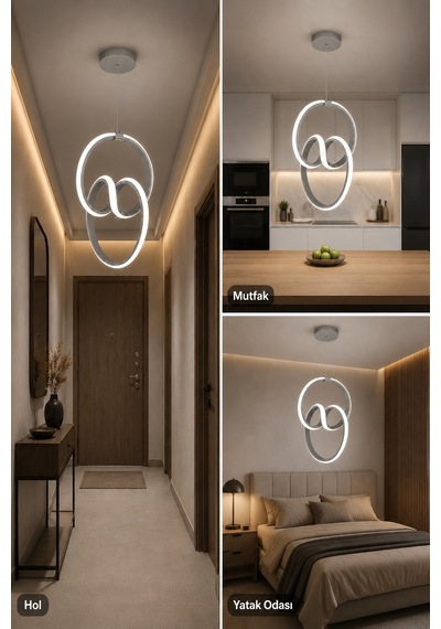 Evora Led Sarkıt Avize Beyaz Işık Gri