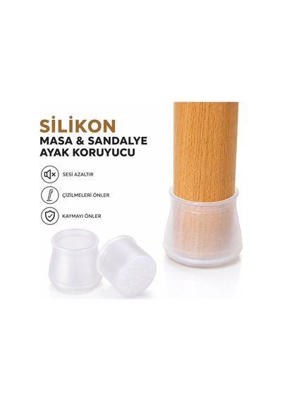 3b Trend 12 Adet Silikon Ayak Koruyucu Kaydırmaz Ayak Kılıfı, Çizilme Ve Ses Önleyici Koruyucu Beyaz