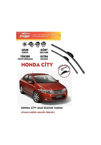 Honda City Cam Muz Muz Silecek Takımı 1.4 Motor Araca Özel Aparat 2006 - 2011 Arası