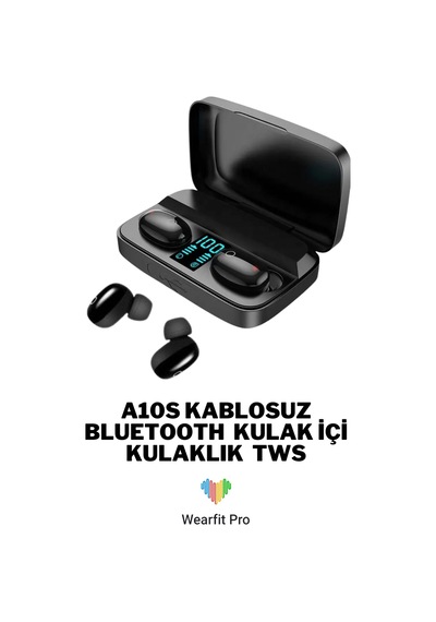 Wearfitpro A10s Kablosuz Bluetooth 5.0 Şarj Göstergesi Ekranlı Kulak İçi Kulaklık