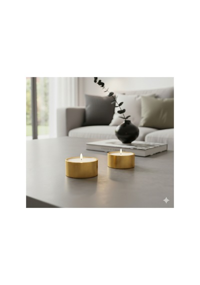 El Yapımı Som Pirinç Tealight Mumluk 2 Adet Gold