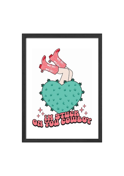 Kovboy Çizme Doğal Ahşap Çerçeveli Poster, Dekoratif Hediyelik Duvar Tablosu