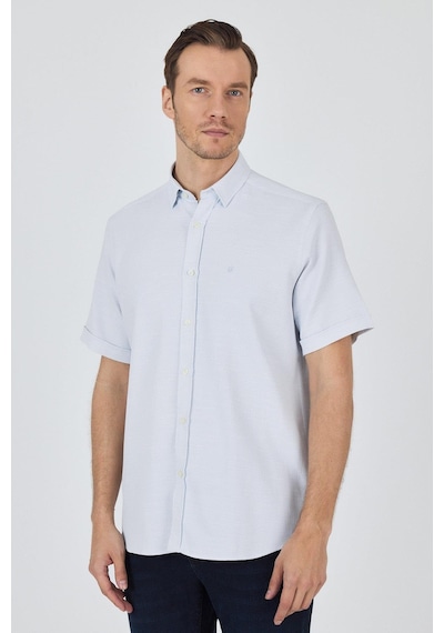 İmza Koyu Mavi Biritli Yaka Düz Casual Pamuklu Comfort Fit Gömlek 1004250221 Koyu Mavi
