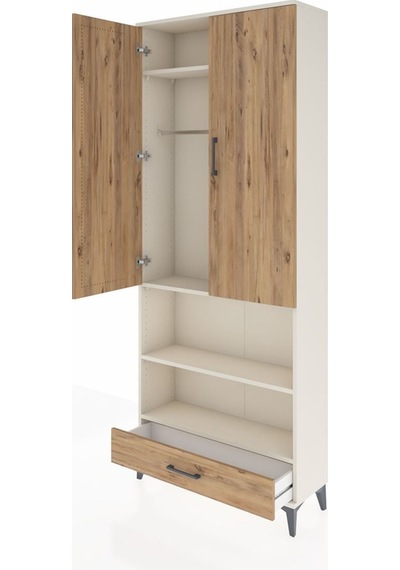 Arges Dolap 4 Raflı Tek Çekmeceli Tek Askılı 88x30x221 Aytaşı-çam Aytası