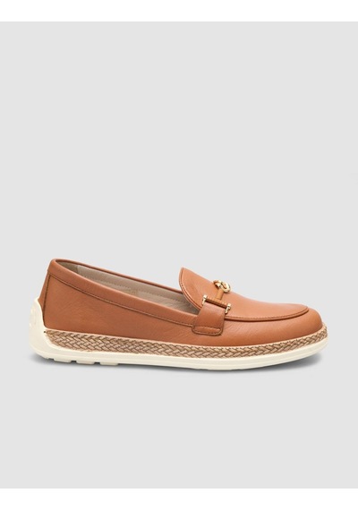 %100 Hakiki Deri Taba Kadın Loafer Taba