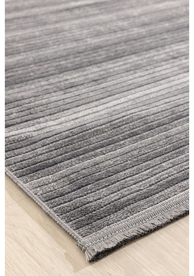 Koza Halı Stripe Antrasit Kilim Kaymaz Taban Salon Oturma Odası Antre Halıs Antrasit