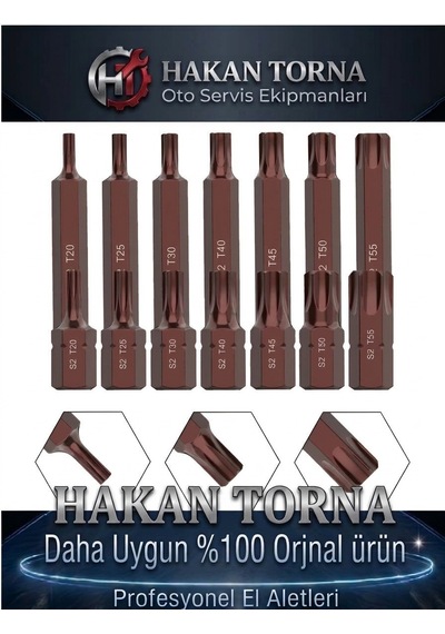 Rico Kısa Uzun 14 Parça T20 T25 T30 T40 T45 T50 T55 Torx Bits Uç Kaplamalı Torks Tork Uç