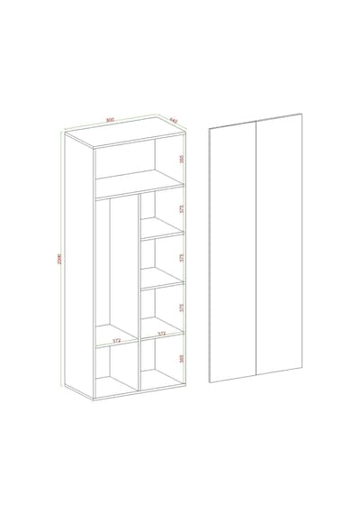 Niro 2 Kapaklı Gardrop, Askılı Ve Raflı, 80 Cm Beyaz