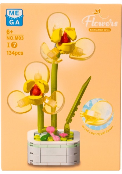 Building Block Flower 134 Parça Sarı Orkide