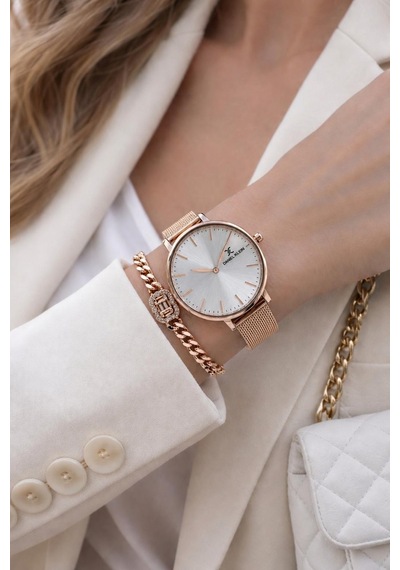Daniel Klein 2 Yıl Garantili Hasır Çelik Kordon 3 Atm Suya Dayanıklı Kadın Kol Saati Hs12809.4 Rose Gold