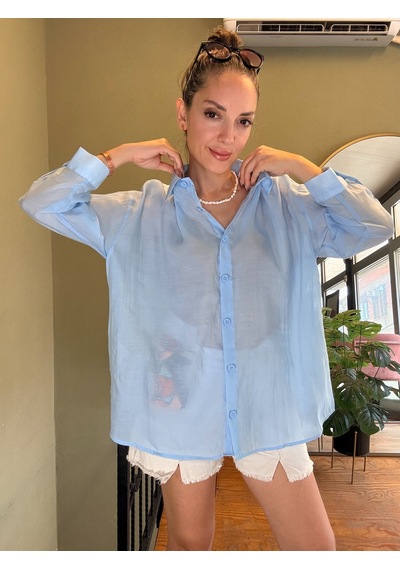 Ali Butik Mavi Rahat Kalıp Dökümlü Gömlek