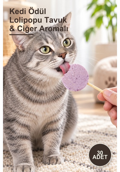 30 Adet Kedi Ödül Lolipopu Tavuk & Ciğer Aromalı