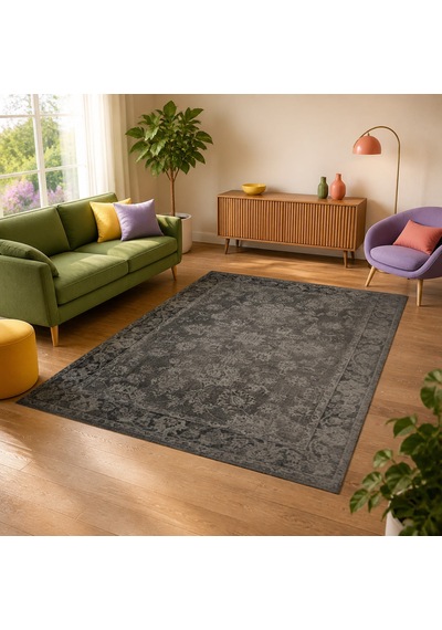 Kartela Halı Lino Halı Jüt Taban Dokuma Halı Antrasit - 120 X 180 Cm