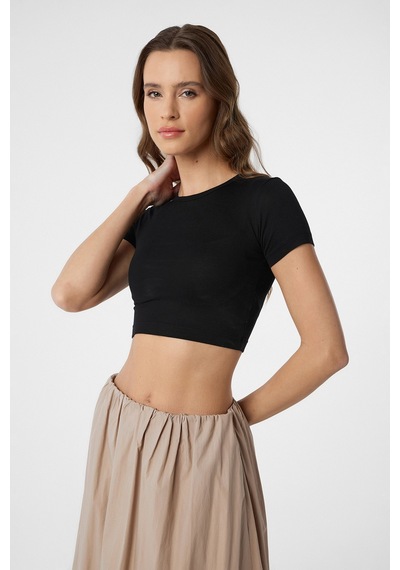 Antioch Basic Crop Kadın Top Siyah