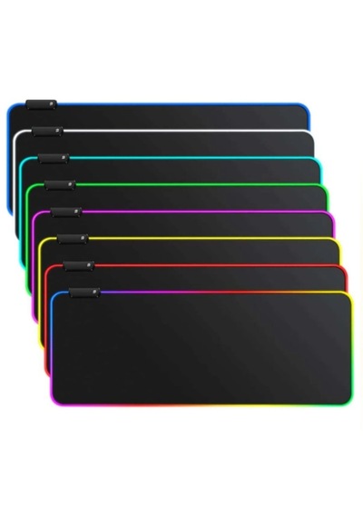 Rgb 80x30 Düz Siyah Su Geçirmez Gaming Işıklı Oyuncu Mousepad