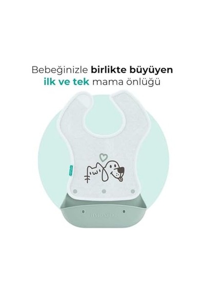 2-in-1 Katlanır Mama Önlüğü / Powder Green Çok Renkli