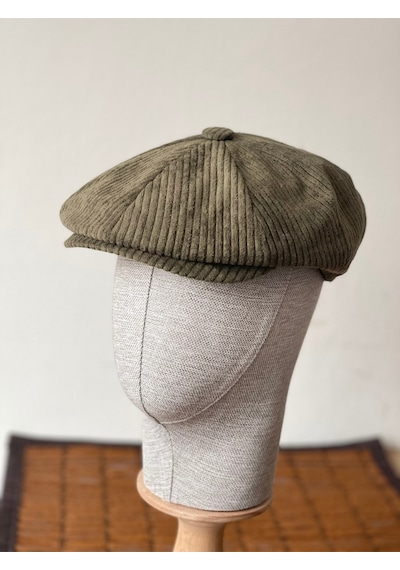 Aida Jewelss Kışlık Kadife Ingiliz Kasket Peaky Blinders Model Erkek Kasket Dökümlü Kadife Kasket Haki