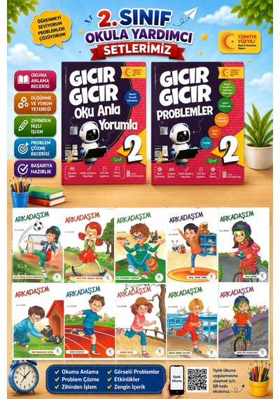 2.sınıf Oku Anla Yorumla + Problemler + Arkadaşım Hikaye Seti