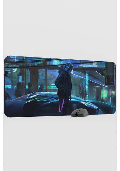Dijital Cyberpunk City 90x40 Xxl Gaming Kauçuk Kaymaz Taban Mouse Pad Fare Altlığı