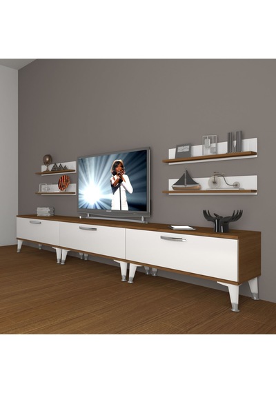 Decoraktiv Eko 270r Slm Silver Tv Ünitesi Tv Sehpası Ceviz - Beyaz
