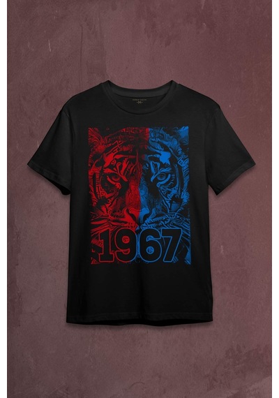 Vahşi Kaplan Kafası Bordo Mavi Trabzon Tiger Baskılı Tişört Unisex T-shirt 001 Vahşi Kaplan Kafası Bordo Mavi Trabzon Tiger Baskılı Tişört Unisex T-shirt 001