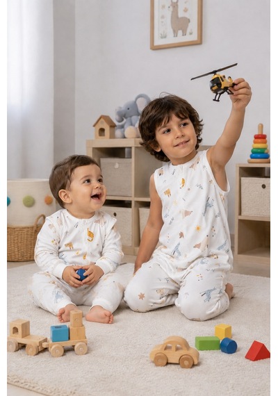 Babyhola Çıkarılabilir Kollu Fermuarlı Uyku Tulumu 1-8 Yaş Pazen 4 Mevsim 2701 Mavi