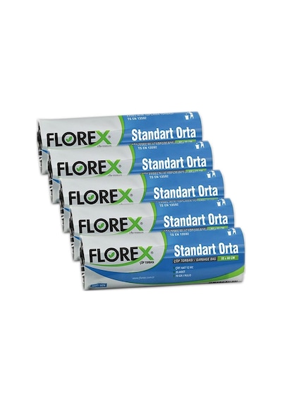 Florex Standart Orta Boy Çöp Torbası 5 Adet Siyah 55 x 60 CM