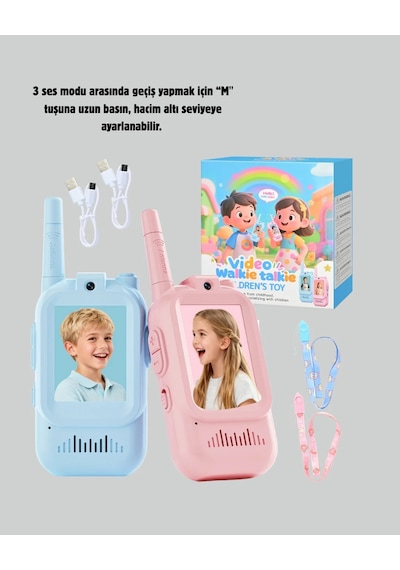 Eğlenceli Video Walkie Talkie Uzun Menzilli Çocuk Oyuncağı Sarı