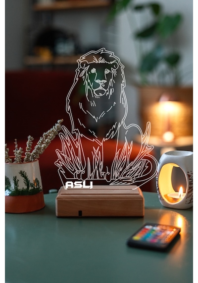 Aslan 16 Renk Kumandalı 3d Gece Lambası Çok Renkli