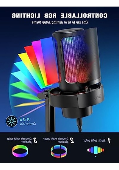 Rgb Kontrollü Usb Mikrofon, Oyun Ve Yayın İçin Uygun Tasarım Açık Mavi