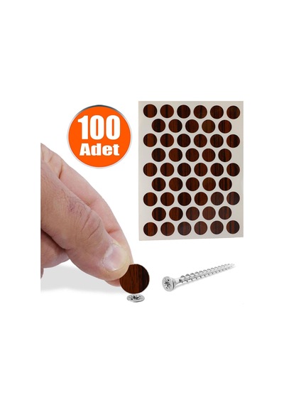 Badem10 Yapışkanlı Vida Tapası Tıpası Parlak Abanoz Vida Kapatıcı Kapağı 100 Adet