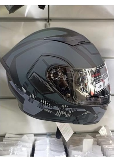 Jk-20 Jk902 Çene Pedli Güneş Vizörlü Çeneden Açılır Kask H-1 Grey L