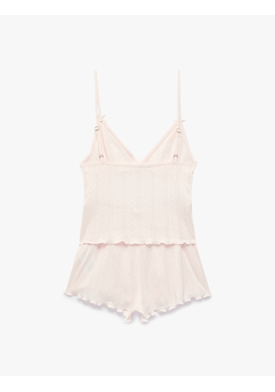 Koton Pamuklu Askılı Pijama Takımı Açık Pembe 6slk40140mk