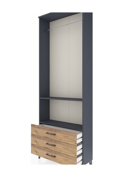 Arges Dolap 2 Raflı 3 Çekmeceli Tek Askılı 88x30x243 Antrasit... Antrasit