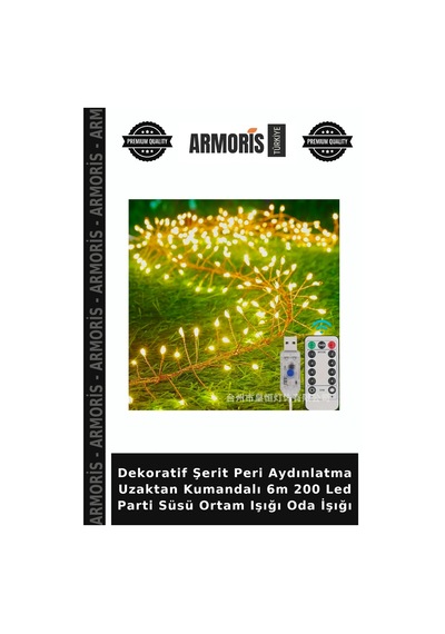Dekoratif Şerit Peri Aydınlatma Uzaktan Kumandalı 6m 200 Led Parti Süsü Ortam Işığı Oda İşığı Gün Işığı