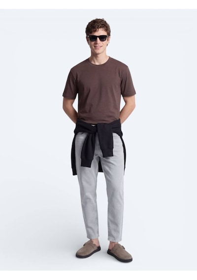 Kip Kahverengi Düz T-shirt