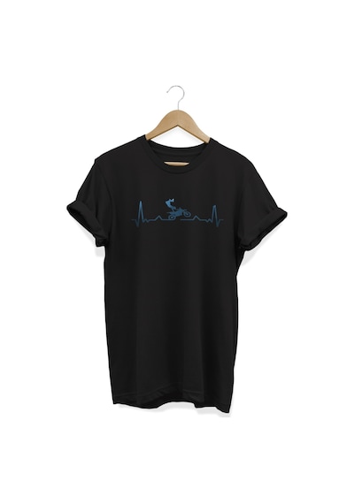 Kalp Atışı Baskılı Siyah T-shirt Siyah