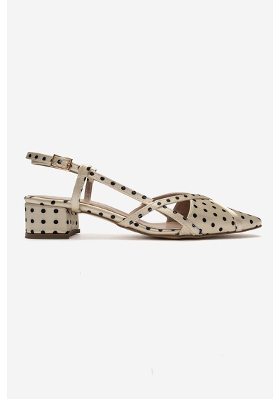 Luvi Shoes Olena Sarı Siyah Puantiyeli Kadın Topuklu Sandalet