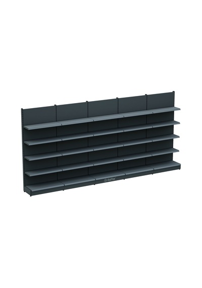Bazalı Market Duvar Rafı 5 Katlı Beyaz, 5 Ünite W450 H220 D30/40 Cm Siyah