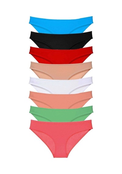Hubrendy Tedarik 8 Adet Süper Eko Set Likralı Kadın Slip Külot Set 5 Çok Renkli