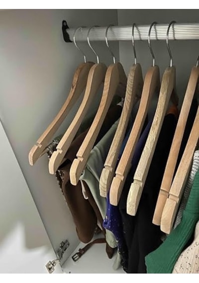 Askıcı Lüks Cilalı Ahşap Askı 12 Adet 50cm