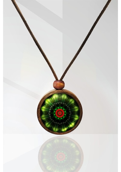 Mandala Ahşap Kolye N11.29036 Gümüş