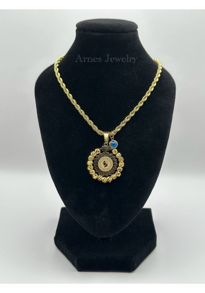 Arnes Jewelry Çelik Dorikalı Çeyrekli Kolye Gold