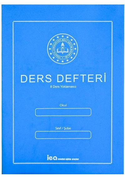 8 Ders Yoklamasız Ders Defteri Mavi Plastik Kapaklı