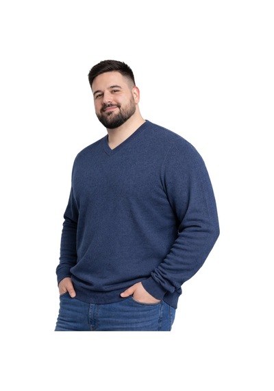 Battalmoda Erkek Büyük Beden Melanj Lacivert V Yaka Triko Kazak 3xl-4xl-5xl-6xl Lacivert Melanj