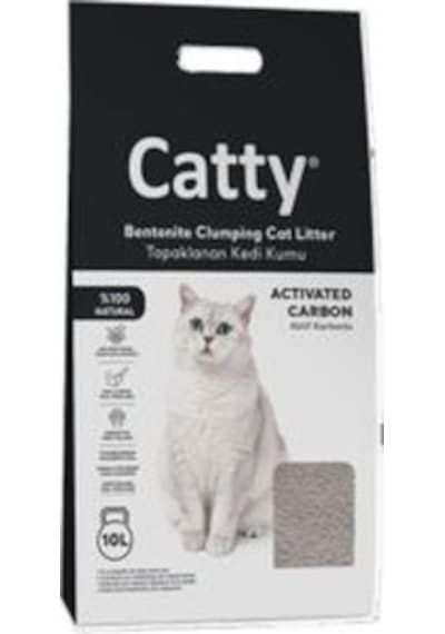 Catty Aktif Karbonlu Bentonit Kedi Kumu Mükemmel Topaklaşma ve Koku Kontrolü 10 L