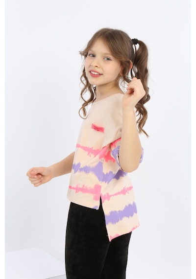Toontoy Kids Toontoy Kız Çocuk Göğsü Armalı Tişört Bej