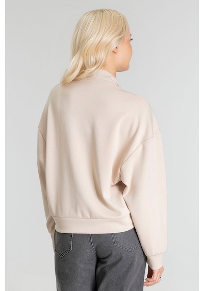 Kadın Modal Cupra Kumaş Kuşgözü Kordonlu Sweatshirt Bej