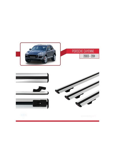 Porsche Cayenne 2003-2011 Arası İle Uyumlu Basic Model Ara Atkı Tavan Barı Gri 3 Adet