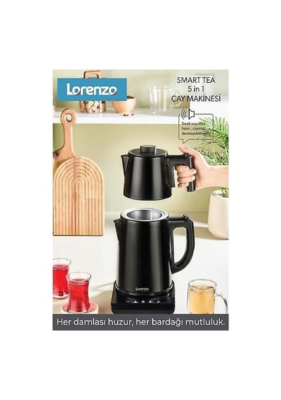 Lorenzo Smart Tea 5 İn 1 Konuşan Çay Makinesi Siyah